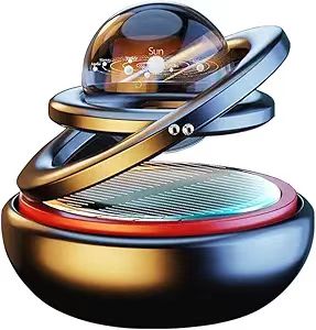 Kwak’s Solar-Powered Rotating Car Aromatherapy Auto-Spinning Ornament with Refillable Scent Pad, Subtle Ocean Fragrance, Ideal Gift for Men Women Dad Husband for Dashboard (Black)
